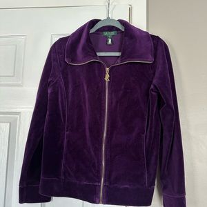 Ralph Lauren velvet velour zip up top